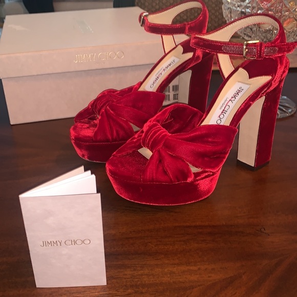 New‼️ Jimmy Choo Heloise 120 Red Velvet Platform Heels

Sale Price $950 - Picture 11 of 16